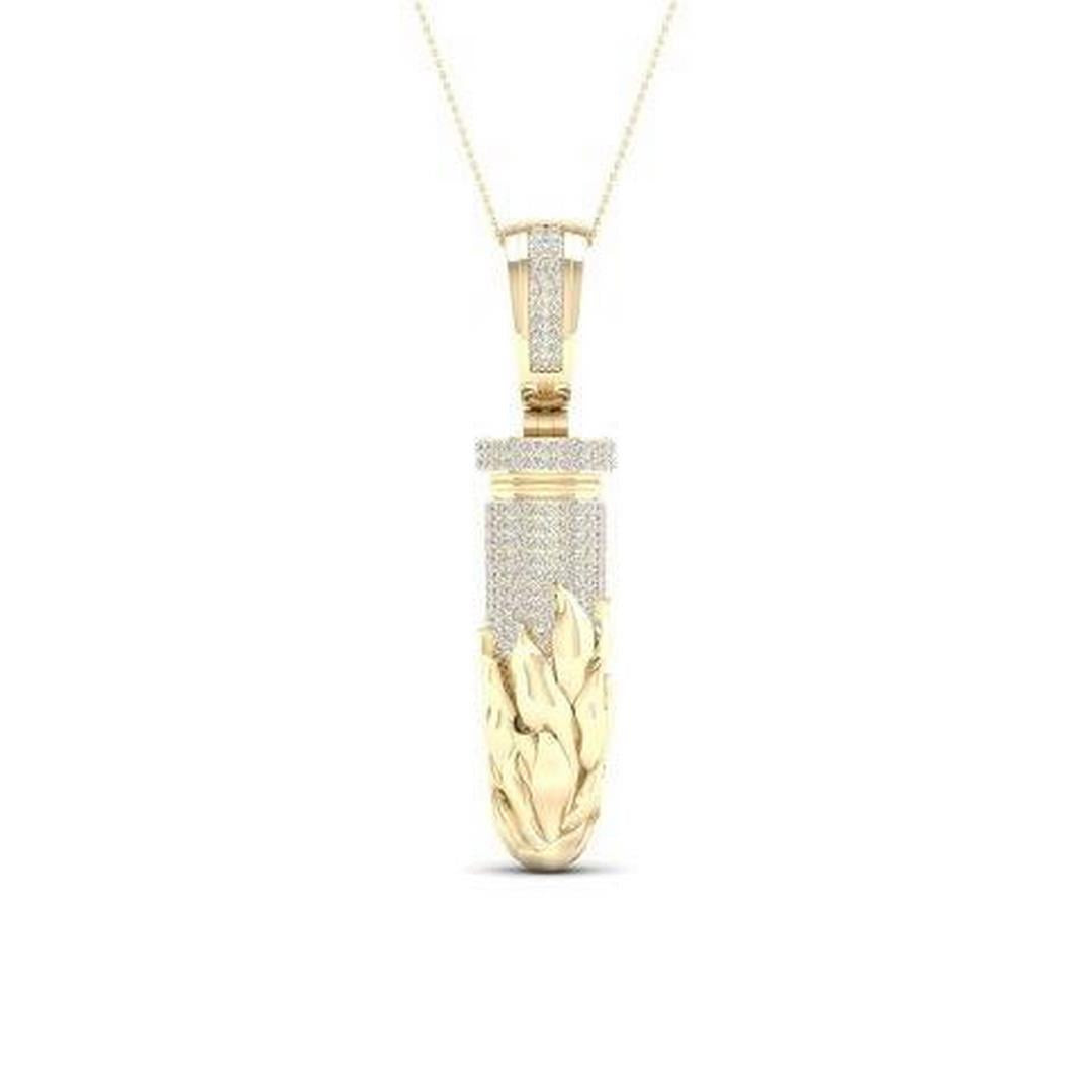10K Yellow Gold 0.33 Cttw Diamond Bullet Charm