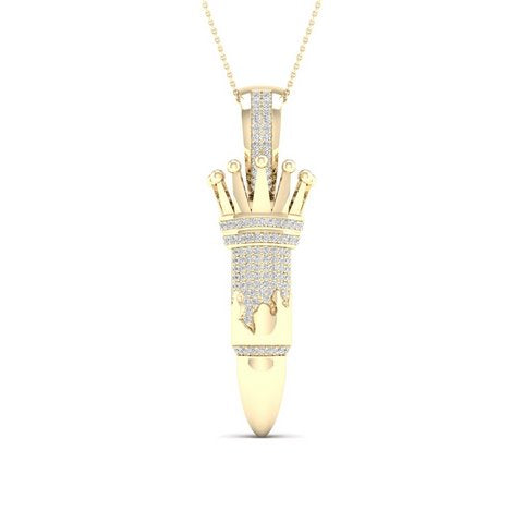 10K Yellow Gold 0.30 Cttw Diamond Bullet Charm