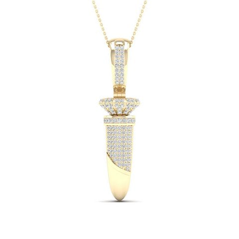 10K Yellow Gold 0.33 Cttw Diamond Bullet Charm