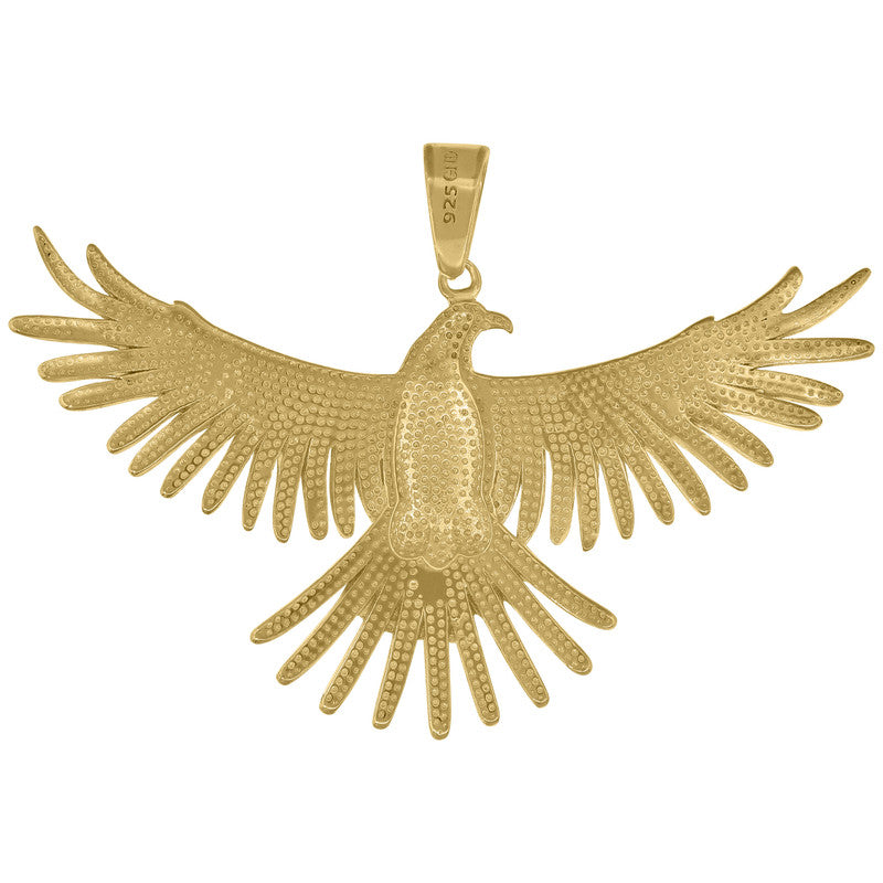 925 Sterling Silver Mens Cubic-Zirconia Eagle Birds Wildlife Charm Pendant