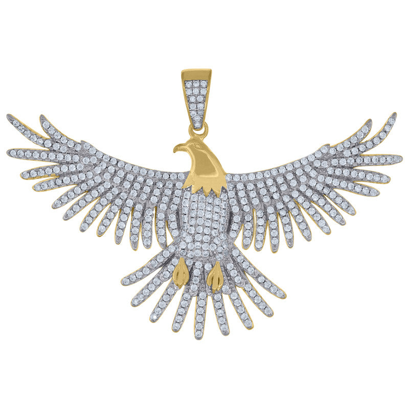 925 Sterling Silver Mens Cubic-Zirconia Eagle Birds Wildlife Charm Pendant