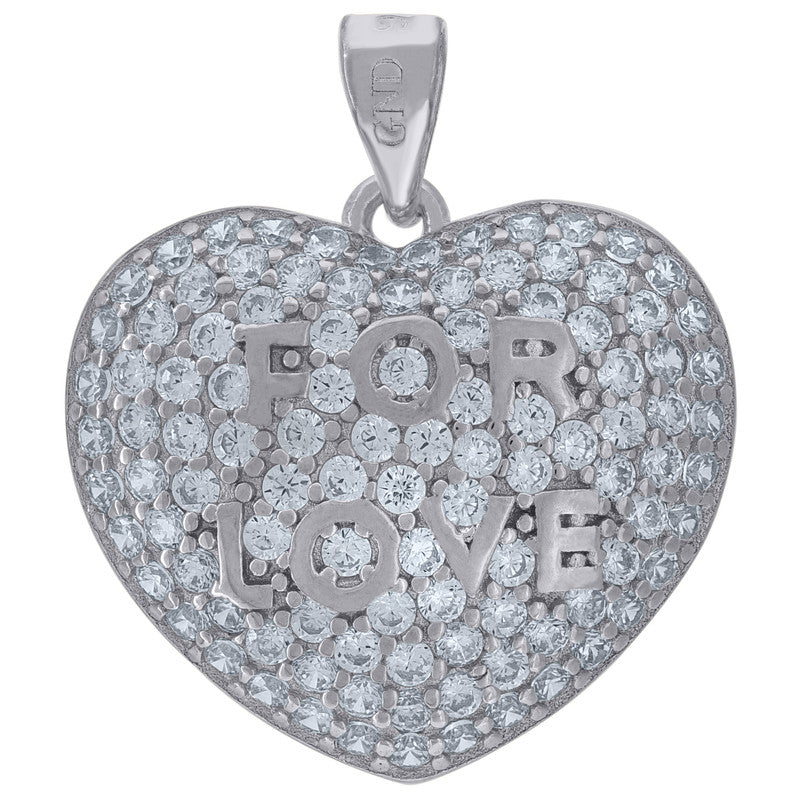 925 Sterling Silver Womens Cubic Zirconia For Love Heart Charm Pendant