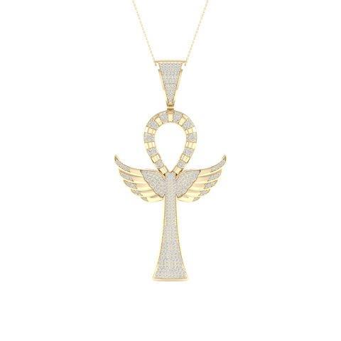 10K Yellow Gold 0.81 Cttw Diamond Ankh Pendant
