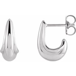 Sterling Silver 12.6 X 9.4 Mm Pair Friction Backs Included Polished Tapered Hoop Earrings