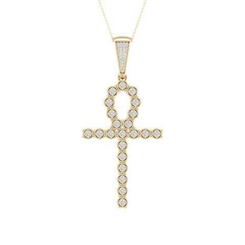 10K Yellow Gold 0.36 Cttw Diamond Ankh Pendant