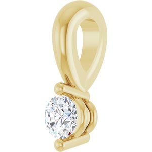 14K Yellow Gold Round 2Mm Gh Si1-Si2 .03 Ct Lab-Grown Diamond 2-Prong Solitaire Basket Pendant
