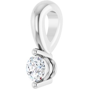 14K White Gold Round 2Mm Gh Si1-Si2 .03 Ct Lab-Grown Diamond 2-Prong Solitaire Basket Pendant