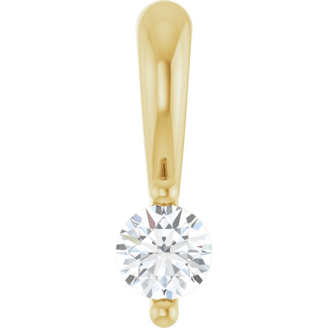 14K Yellow Gold Round 3Mm I1, G-H Polished 1/10 Ct Natural Diamond 2-Prong Solitaire Basket Pendant