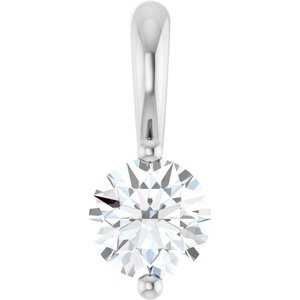 14K White Gold Round 4Mm Gh Si1-Si2 1/4 Ct Lab-Grown Diamond 2-Prong Solitaire Basket Pendant