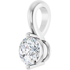 14K White Gold Round 4Mm Gh Si1-Si2 1/4 Ct Lab-Grown Diamond 2-Prong Solitaire Basket Pendant
