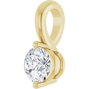 14K Yellow Gold Round 4Mm Gh Si1-Si2 1/4 Ct Lab-Grown Diamond 2-Prong Solitaire Basket Pendant