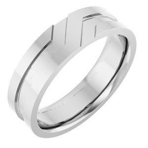 14K White Gold 6 Mm Polished New Aged Deco Wedding Band Size 10