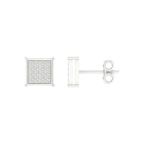 10K Yellow or White Gold Diamond Micropave  Square Earrings