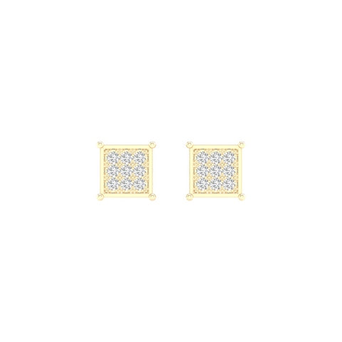 10K Yellow or White Gold 0.05 Cttw Diamond Micropave Square Earrings