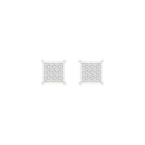 10K Yellow or White Gold 0.05 Cttw Diamond Micropave Square Earrings