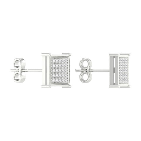 10K Yellow or White Gold 0.15 Cttw Diamond Micropave Square Earrings