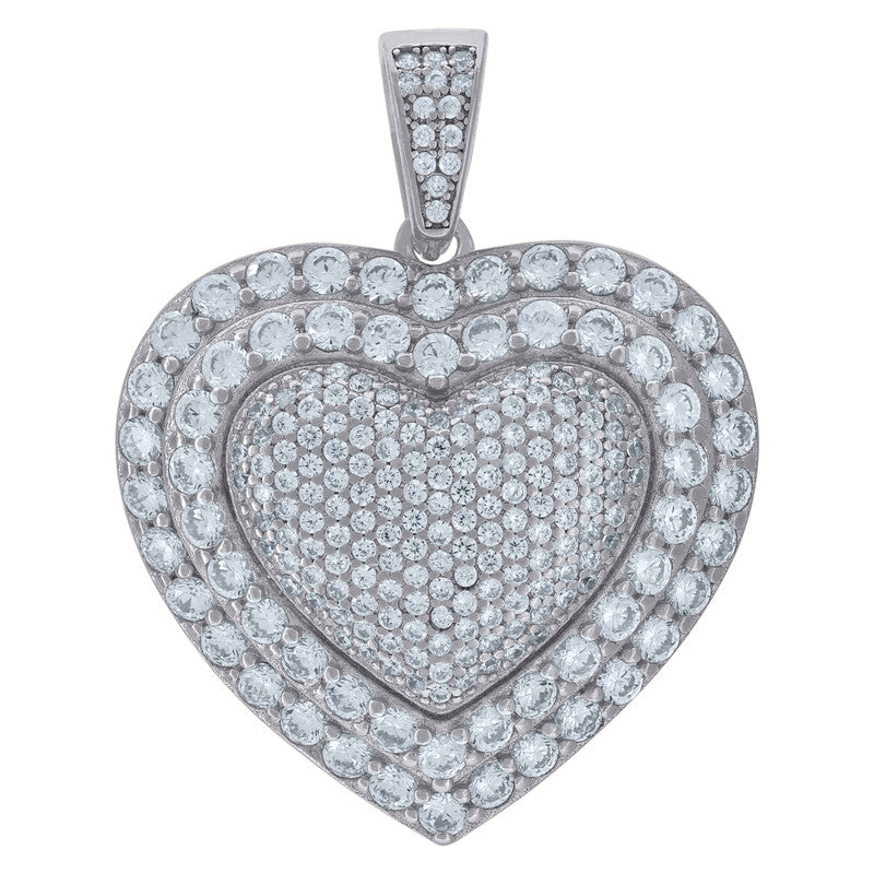 925 Sterling Silver Women Cubic-Zirconia Heart Charm Pendant