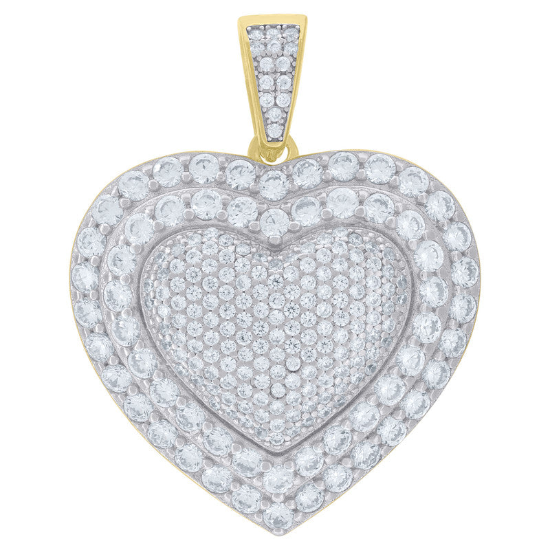 925 Sterling Silver Women Cubic-Zirconia Heart Charm Pendant