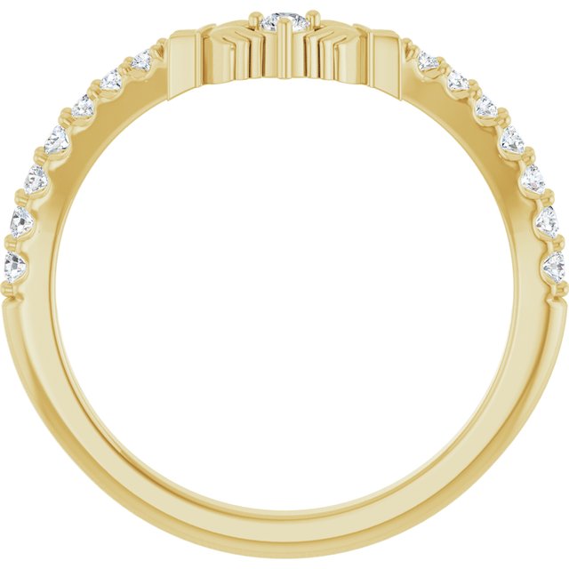 14K Yellow Or White Gold Round 2 Mm Polished 1/5 Ctw Lab Grown Diamond Claddagh Contour Band, Size 7