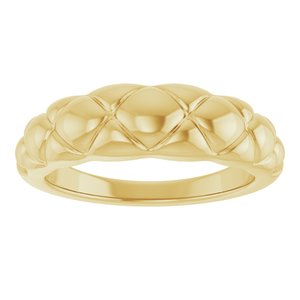 14K Yellow Gold Polished Quilted Petite Dome Ring Size 7