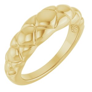 14K Yellow Gold Polished Quilted Petite Dome Ring Size 7
