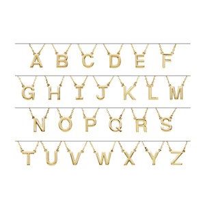 14K Yellow Gold Initial H Block Initial Necklace, Length: 16 In