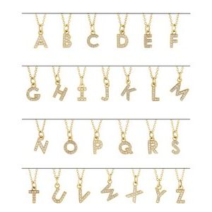 14K Yellow Or White Gold 0.85 Mm 0.04 Ctw 16-18 In Polished Round Natural Diamond Petite Initial Necklace
