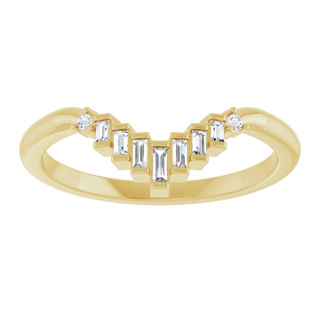 14K Rose Or Yellow Gold Straight Baguette 2.5 X 1 Mm Polished .08 Ctw Natural Diamond Contour Band, Size 7