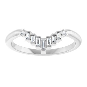 14K White Gold Straight Baguette 2.5 X 1 Mm Polished .08 Ctw Natural Diamond Contour Band Size 7