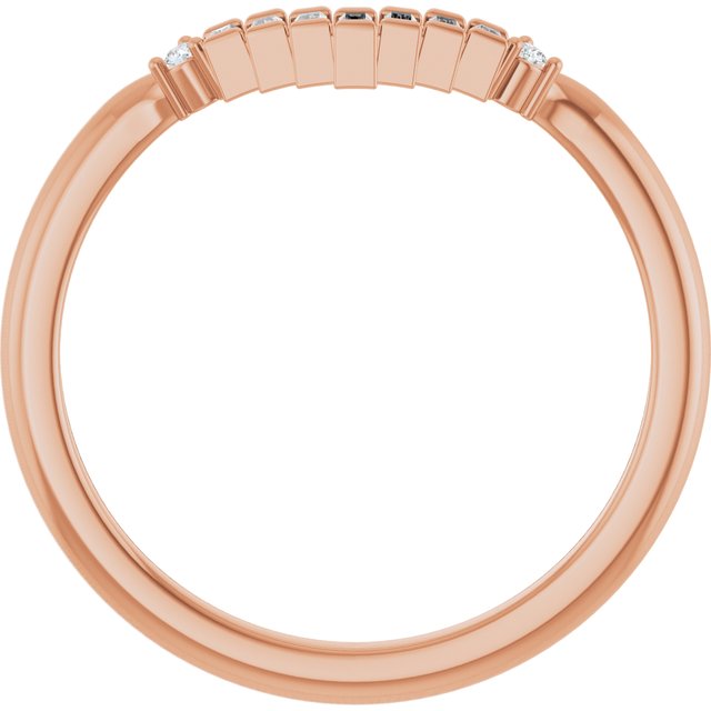 14K Rose Or Yellow Gold Straight Baguette 2.5 X 1 Mm Polished .08 Ctw Natural Diamond Contour Band, Size 7