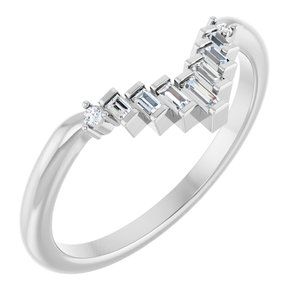 14K White Gold Straight Baguette 2.5 X 1 Mm Polished .08 Ctw Natural Diamond Contour Band Size 7