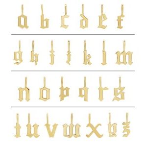 14K White Gold Initial H 10 X 5.7 Mm Polished Gothic Initial Charm Pendant