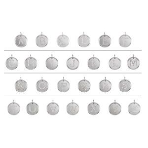 Sterling Silver Initial V Round 1 Mm G-I I1 .07 Ctw Natural Diamond Posh Mommy Initial Pendant