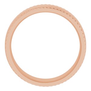 14K Yellow Or White Or Rose Gold Or Sterling Silver 7 mm Milgrain & Rope Stepped-Edge Comfort-Fit Flat Band