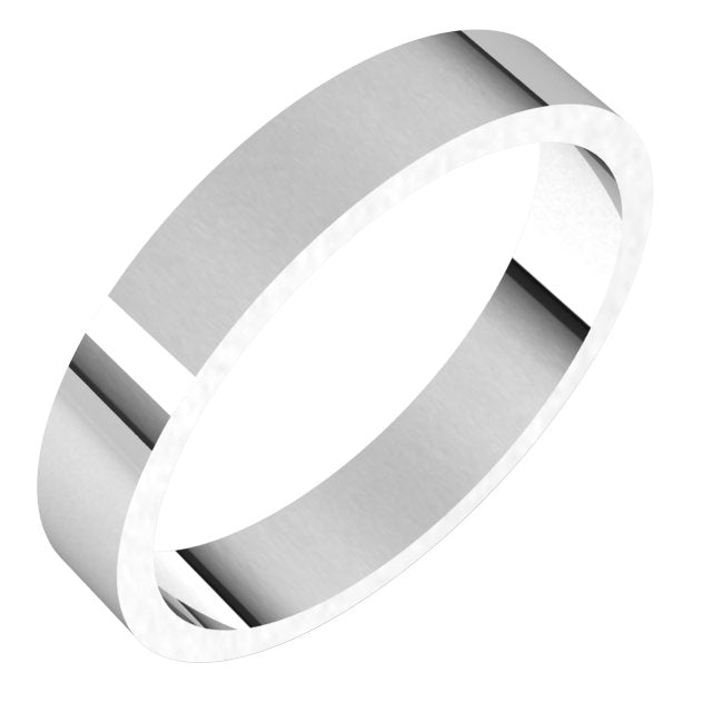 Sterling Silver Or Platinum Or Palladium Standard Fit Flat Band