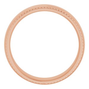 10K Yellow Or White Or Rose Gold Rope & Milgrain Stepped-Edge Comfort-Fit Half Round Band