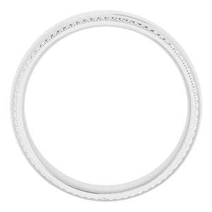 14K X1 White Gold Rope & Milgrain Stepped-Edge Comfort-Fit Half Round Band