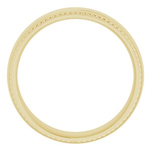 10K Yellow Or White Or Rose Gold Rope & Milgrain Stepped-Edge Comfort-Fit Half Round Band