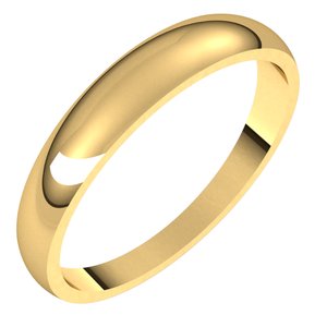 14K Yellow Gold 3.5 Mm Half Round Tapered Band Size 13.5