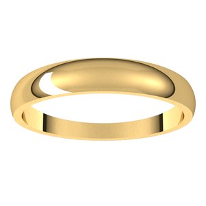 14K Yellow Gold 3.5 Mm Half Round Tapered Band Size 6.5
