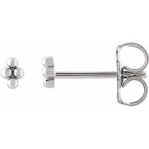 14K Yellow Or White Or Rose Gold Or Sterling Silver 3.25 X 2.5 Mm Pair Friction Backs Included .37 In Polished 4 Bead Stud Earrings