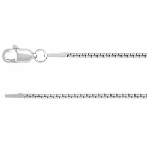 Rhodium-Plated Sterling Silver 1.25 Mm Lobster Clasp Polished Box Chain