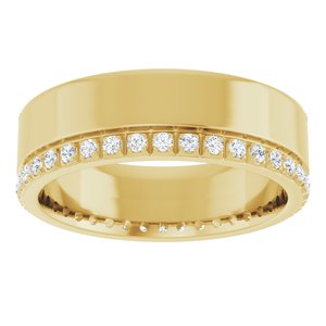 14K Yellow Gold Round 1.3 Mm F+ Vs Lab-Grown Diamond Band Size 7