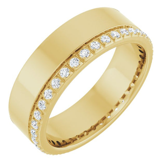 14K Yellow Gold Round 1.3 Mm I1, G-H Polished 1/3 Ctw Natural Diamond Band, Size 7