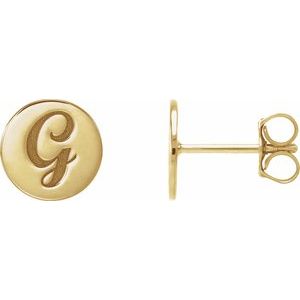 14K Yellow Gold 8 X 8 Mm Pair Friction Backs Polished Engravable Disc Earrings