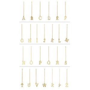 14K Rose Gold Initial L Each Threader Backless Polished Initial Chain Earring