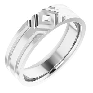 14K White Gold 6 Mm Polished New Aged Deco Wedding Band Size 10