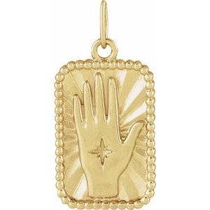 14K Yellow Gold 20.21 X 9.42 Mm Polished Hamsa Hand Tarot Pendant