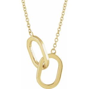 14K Yellow Gold 22.17 X 7.37 Mm 18 In Polished Interlocking Oval Necklace