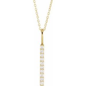 14K Yellow Gold 10-Stone Round 1.7 Mm Si1-Si2, Gh 16-18 In Polished 1/6 Ctw Lab-Grown Diamond Vertical Bar Necklace